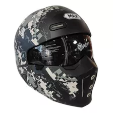 Casco Piloto Con Frontal Desmontable Vintage Estilo Bobber