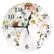 Dadabuliu Reloj De Pared Peonía Hortensia Flor Hoja Botáni