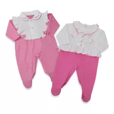 Macacão Bebe Menina Luxo Bordado Delicate Confort