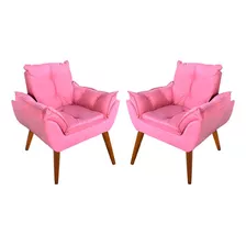 2 Cadeiras Decorativas Pés Palito Suede Rosa Queimado