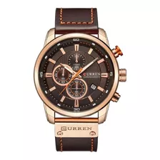 Relógio Masculino Curren 8291 Cronógrafo Pulseira Couro Luxo