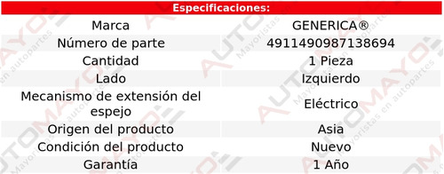 Un Espejo Izquierdo Elect Genrica 307 Peugeot 2001-2005 Foto 2