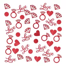Honbay 100pcs Red Love Heart Diamond Ring Confeti, Confeti D