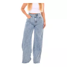 Calça Jeans Feminina Wide Leg Cintura Alta