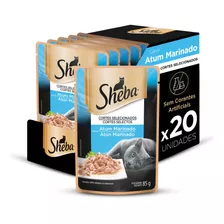 Caixa 20 Ração Úmida Sheba Sachê Gatos Adulto Sabor Atum 85g