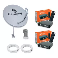 Kit Nova Antena Sat Hd Ku 60cm Century Duplo Midia Box Se 