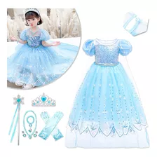 Disfraz Vestido Princesa Fiesta Niña Frozen Elsa + Accesorio