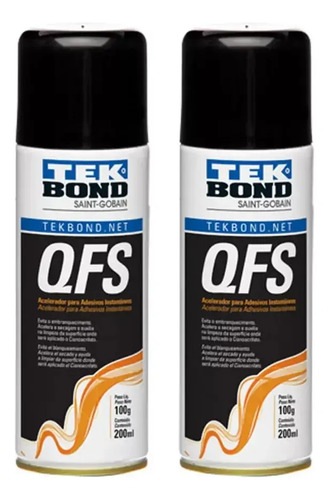 Acelerador De Cianocrilato Qfs Tek Bond 200ml Kit Com 2un Incolor