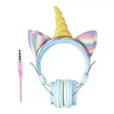 Audifonos Unicornio De Diadema Alámbricos Niño Niña Azul