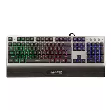 Teclado Gamer Knup Pro Kp-2040 Qwerty Português Brasil Cor Prata E Preto Com Luz 4 Cores