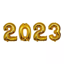 Kit 4 Balão Metalizado 2023 Número 70cm Dourado - Ano Novo