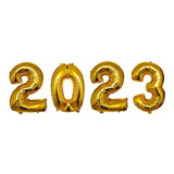 Kit 4 BalÃ£o Metalizado 2023 NÃºmero 40cm Dourado - Ano Novo