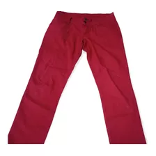 Pantalón Mujer Rojo Estilo Jean Recto Impecable 