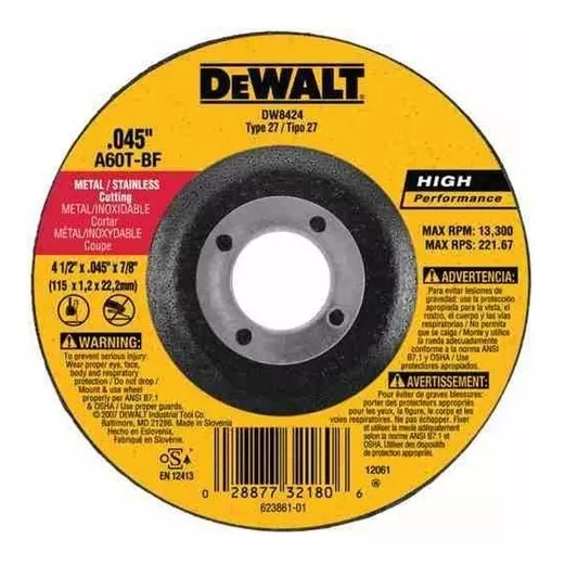 Disco Corte Metal De 4 1/2 X 0,45 X 7/8 Dewalt