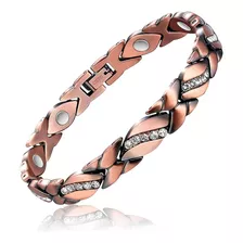 Pulsera Magnética Cobre Para Mujer Terapia Piedras Cristal