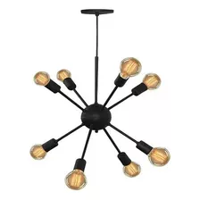 Lustre Sputnik 8 Hastes Átomo P/ Modernizar A Sala Jantar! Cor Preto 60w