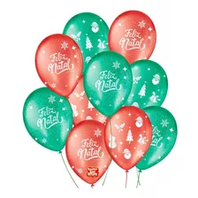 Bexiga Balões São Roque Feliz Natal Cintilante C/ 25un