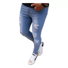 Calça Jeans Masculina Skinny Rasgada Blue Envio Imediato