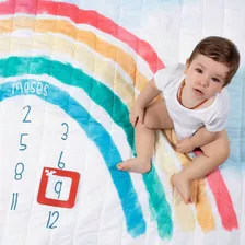 Tapete Duplo Foto Mesversário Bebê Recém Nascido Arco Iris