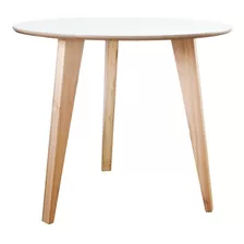 Mesa Comedor Redonda Blanca Nordica Diseño Paraiso Madera