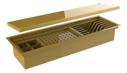 Escorredor Embutido Calha Inox Úmida 60cm C/ Tampa Dourado