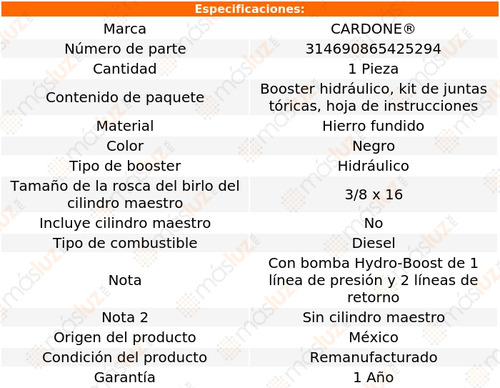 (1) Hidrobooster Frenos Ford Excursion 00/05 Cardone Reman Foto 5