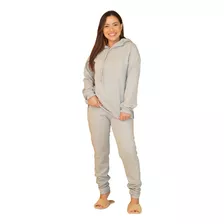 Conjunto Moletinho Confortável Inverno Com Capuz Feminino