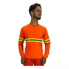 Camiseta Masculina Básica Malha Fria Com Faixa Manga Longa