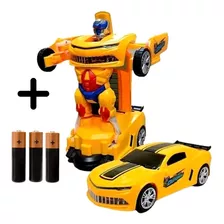 Carrinho Transformers Vira Robô Brinquedo Musical Som E Luz