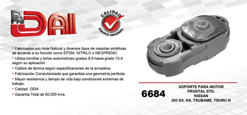 Tacn Soporte De Motor Del 200sx L4 2.0l Std Nissan 95-98 Foto 2