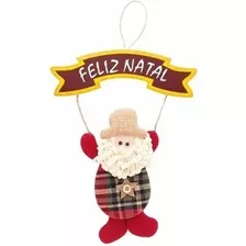 Enfeite De Natal De Pendurar Papai Noel Com Botão E Placa