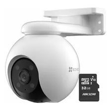 Ezviz Cámara De Seguridad Ptz H8-plus-32 Pt Wifi 5mp 3k Conbertura Panoramica 360° Detección Humana Y De Vehiculos Con Micro Sd De 32gb Luz Parpadeante Cs-h8-3k Ideal Para Exteriores