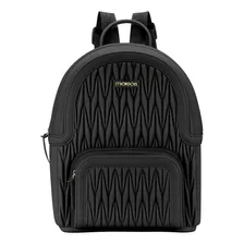 Mochila Moleca Bolso Frontal Detalhe Matelasse Cor Preto