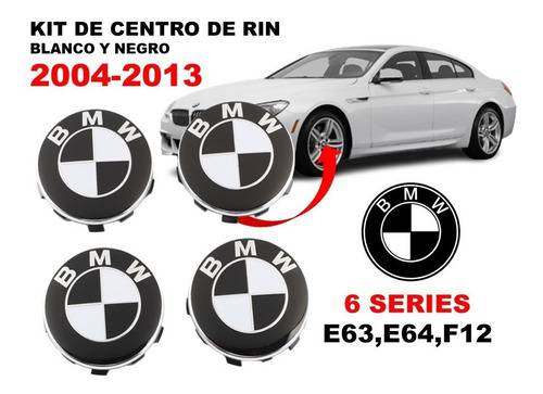 Kit 4 Centros De Rin Bmw Serie 6 Varios Modelos 04-13 68 Mm Foto 7