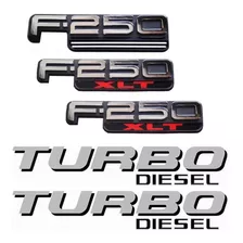 Kit Emblemas F-250 Xlt Turbo Diesel Laterais Traseiro Cinza