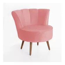 Poltrona Pérola Decorativa Pés Palito Suede Cores Cor 1009 Suede Rose