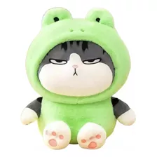 Peluche Gato, Gatito Emperador Disfrazado De Rana Verde 22cm