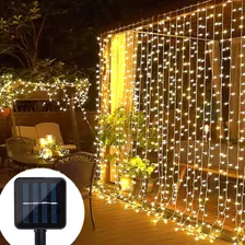 Cortina De Luces Solar 2m X 2m - 200 Led - Blanco Cálido