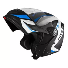 Capacete Mixs Gladiator Neo Brilhante Moto Robocop Cor Preto Com Azul Tamanho Do Capacete 62