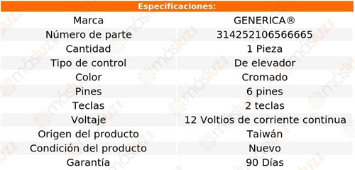 (1) Control Elevador Cromado Chevrolet Caprice 80/86 Foto 2