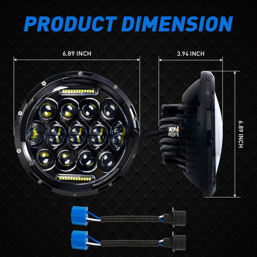 Lmpara Led Redonda De 7 Pulgadas Y 75 W Para Jeep Wrangler, Foto 2