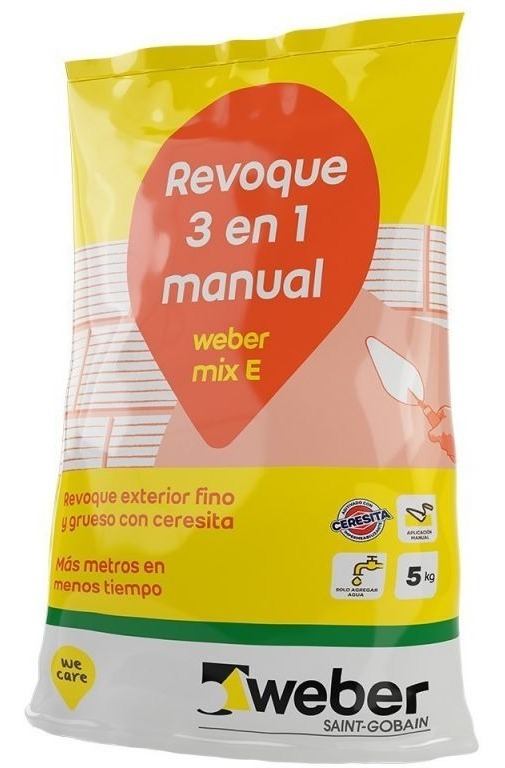 Revoque Ext Fino Con Ceresita 3 En 1  Weber Mix E 5kg Sibaco