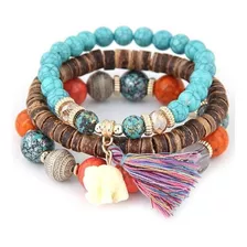 Conjunto C/ 3 Pulseiras Multicolor Kit Vintage Moda Feminina