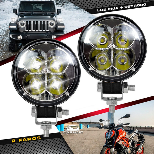 Par Faros 4 Led Auxiliar Redondo Universal Foto 7