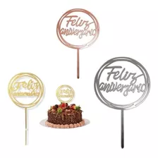 10 Topo Bolo Cake Topper Feliz Aniversário Festa