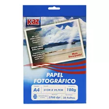 Papel Fotográfico Brilhante A4 Glossy 180g 50fls Qualidade