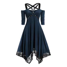 Vestido Gótica Mujer Elegante Moda Punk Dobladillo Irregular