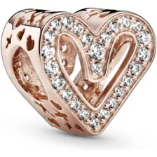 Charm Pandora Corazón Con Diamantes Oro Rosa Plata 925