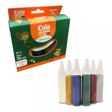 Cola Cola Colorida Com 6 Cores Leo & Leo Glitter Escolar Artesanato