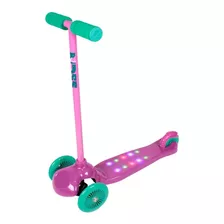 Patinete Scooter Dobrável Com Freio Luz De Led Rosa 3 Rodas